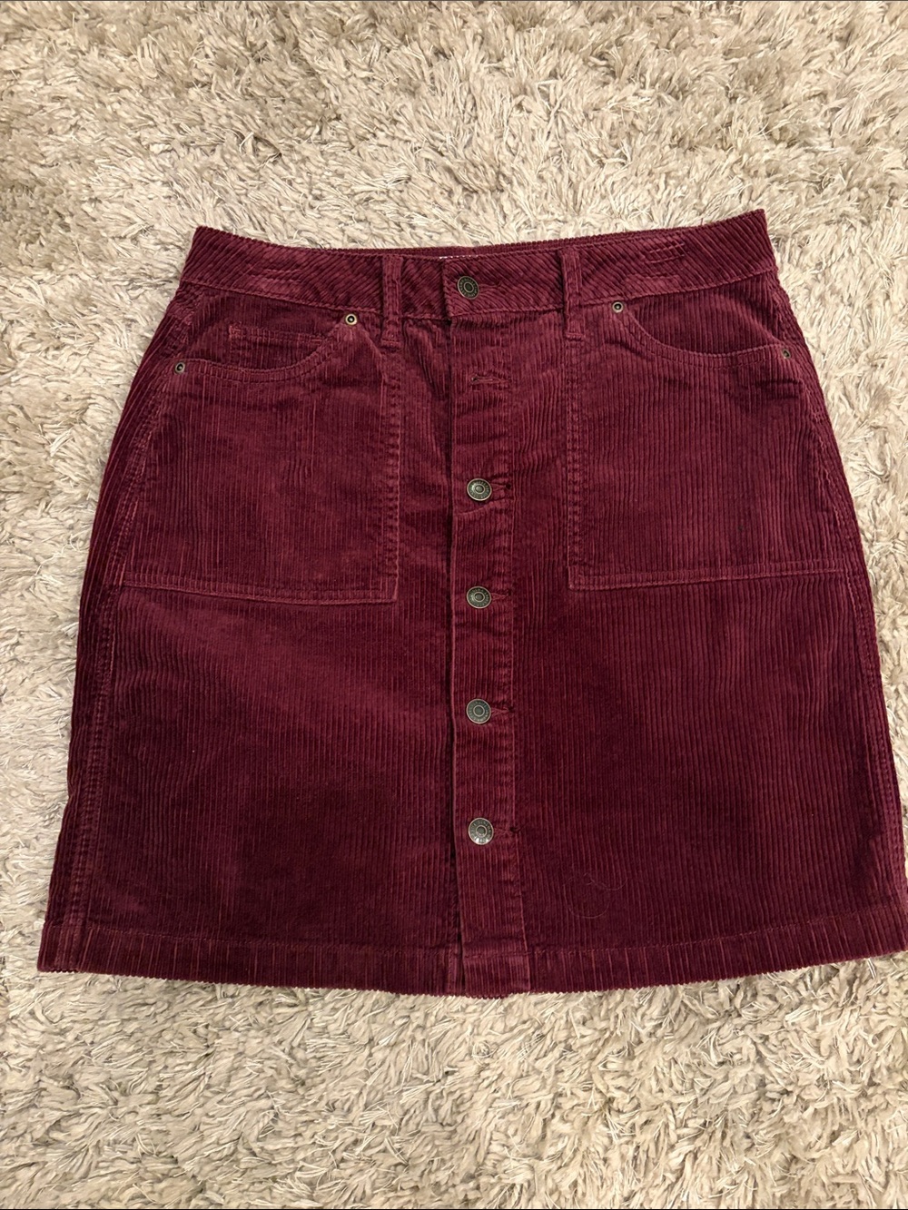 Sonoma Button-Front Mini Skirt in Wine